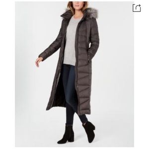 Calvin Klein Faux Fur Maxi Parka in Titanium